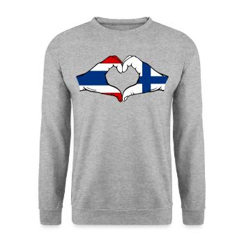 Thaïlande Finlande Drapeau Mains Coeur Forme - Sweat-shirt Unisexe - gris chiné - Devant - Alina (178cm) & Michal (187cm)