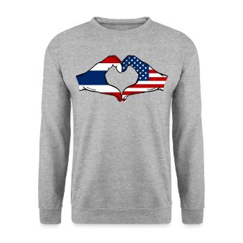 Thaïlande, États-Unis, drapeau, mains, forme de coeur - Sweat-shirt Unisexe - gris chiné - Devant - Alina (178cm) & Michal (187cm)