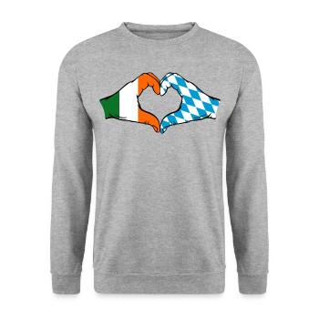 Ireland Bavaria Flag Hands Heart Shape - Unisex Sweatshirt - salt & pepper - Front - Alina (178cm) & Michal (187cm)