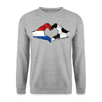 Hollande Football Drapeau Mains Coeur Forme Utilisé - Sweat-shirt Unisexe - gris chiné - Devant - Alina (178cm) & Michal (187cm)