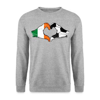Irlande Football Drapeau Mains Coeur Forme Utilisé - Sweat-shirt Unisexe - gris chiné - Devant - Alina (178cm) & Michal (187cm)