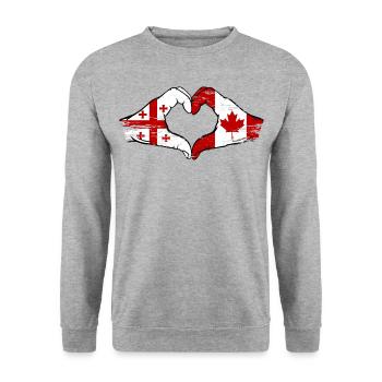Géorgie Canada drapeau mains forme coeur utilisé - Sweat-shirt Unisexe - gris chiné - Devant - Alina (178cm) & Michal (187cm)