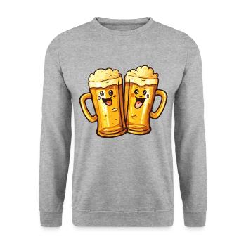 Chopes à bière drôles Rire Bière Boire de l’alcool Humour - Sweat-shirt Unisexe - gris chiné - Devant - Alina (178cm) & Michal (187cm)