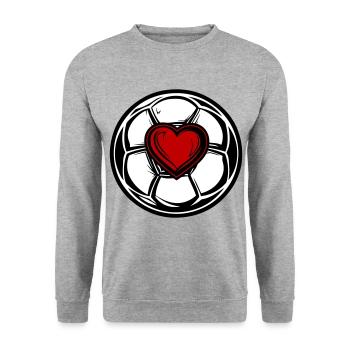 Fussball Herz Symbol - Unisex Pullover - Weißgrau meliert - Vorne - Alina (178cm) & Michal (187cm)
