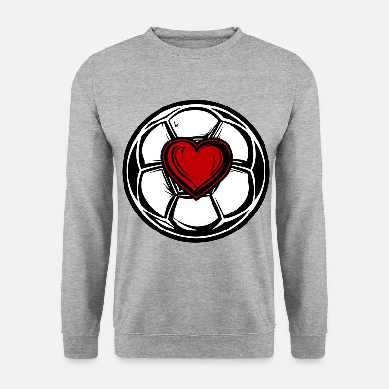 Fussball Herz Symbol - Unisex Pullover - Weißgrau meliert