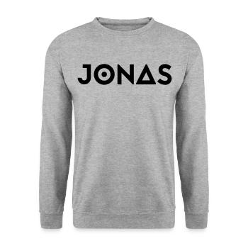Prénom Jonas - Sweat-shirt Unisexe - gris chiné - Devant - Alina (178cm) & Michal (187cm)