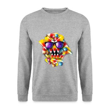 Candy Monster - Unisex Pullover - Weißgrau meliert - Vorne - Alina (178cm) & Michal (187cm)