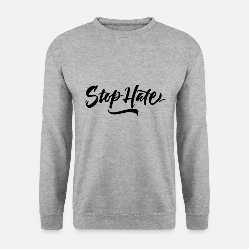 Stop Hate - Unisex Pullover - Weißgrau meliert