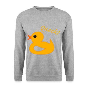 Ente quack quak - Unisex Pullover - Weißgrau meliert - Vorne - Alina (178cm) & Michal (187cm)