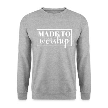 Made To Worship - Christian - Unisex Sweatshirt - salt & pepper - Front - Alina (178cm) & Michal (187cm)