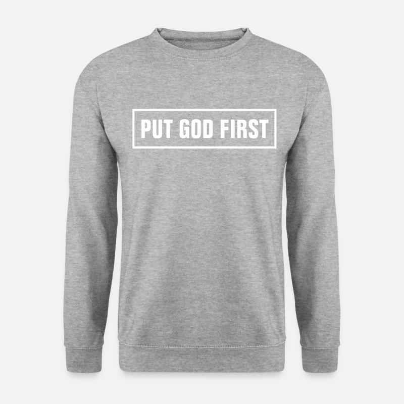 PUT GOD FIRST - Christian - Unisex Pullover - Weißgrau meliert