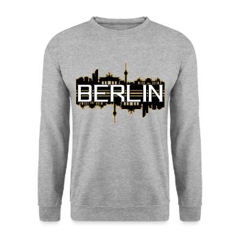 Berlin Germany Germany Skyline Font - Unisex Sweatshirt - salt & pepper - Front - Alina (178cm) & Michal (187cm)