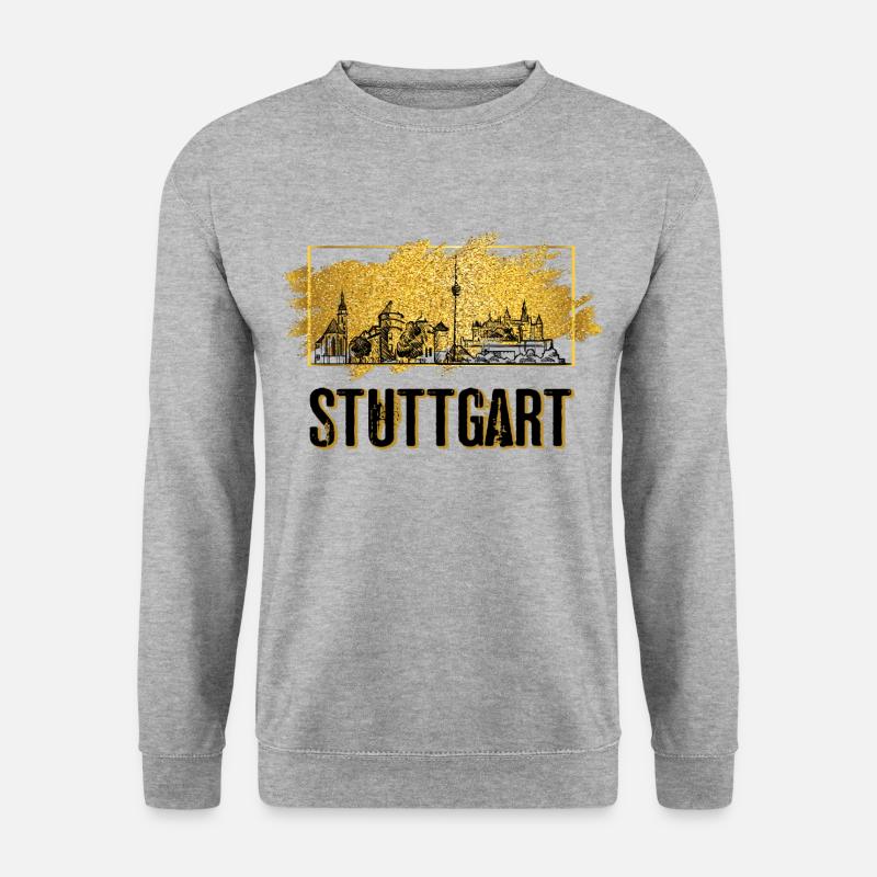 Stuttgart Deutschland Stadt Skyline Heimat Gold - Unisex Pullover - Weißgrau meliert