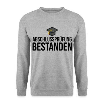 Abschlussprüfung Prüfung Bestanden - Unisex Pullover - Weißgrau meliert - Vorne - Alina (178cm) & Michal (187cm)