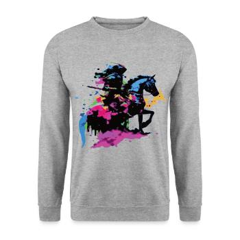 Rider Horse colorful - Unisex Sweatshirt - salt & pepper - Front - Alina (178cm) & Michal (187cm)