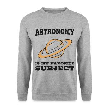 Astronomie ist mein Lieblingsthema, Planet Saturn - Unisex Pullover - Weißgrau meliert - Vorne - Alina (178cm) & Michal (187cm)