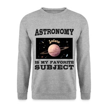 Astronomie ist mein Lieblingsthema, Planet Saturn - Unisex Pullover - Weißgrau meliert - Vorne - Alina (178cm) & Michal (187cm)