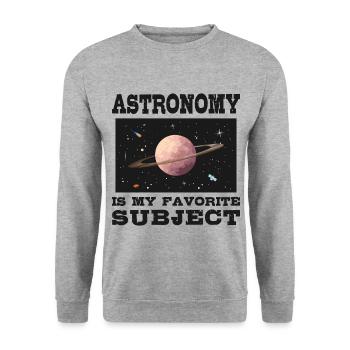 Astronomie ist mein Lieblingsthema, Planet Saturn - Unisex Pullover - Weißgrau meliert - Vorne - Alina (178cm) & Michal (187cm)
