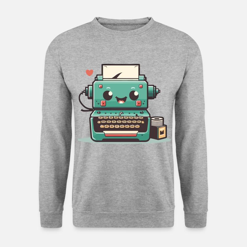 Schreibmaschine Retro - Unisex Pullover - Weißgrau meliert