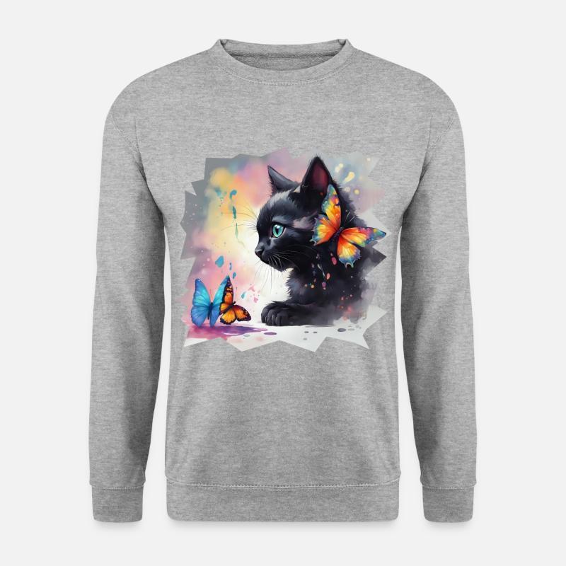 Kitten with butterflies - Unisex Sweatshirt - salt & pepper
