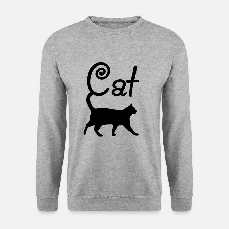 Schwarze Katze - Unisex Pullover - Weißgrau meliert