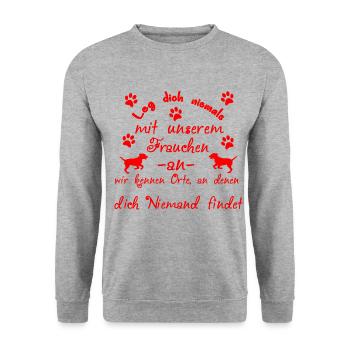 Hund Spruch Gassi gehen - Unisex Pullover - Weißgrau meliert - Vorne - Alina (178cm) & Michal (187cm)