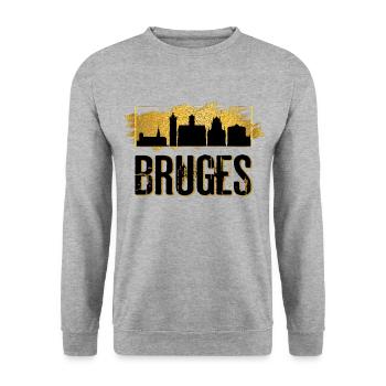 Bruges Belgique Ville Skyline Patrie Amour Or - Sweat-shirt Unisexe - gris chiné - Devant - Alina (178cm) & Michal (187cm)