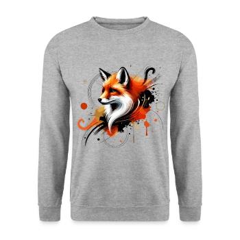 Watercolor Fox, Fox - Unisex Sweatshirt - salt & pepper - Front - Alina (178cm) & Michal (187cm)