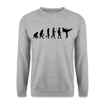 KARATE Evolution Kampfsport Kickboxen Bruce Lee - Unisex Pullover - Weißgrau meliert - Vorne - Alina (178cm) & Michal (187cm)