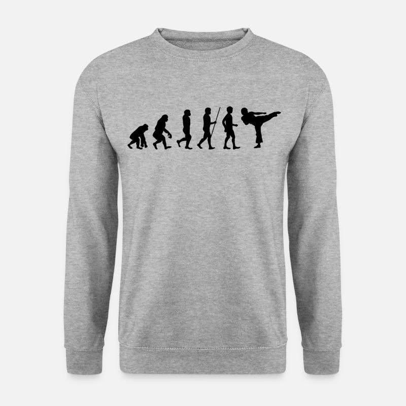 KARATE Evolution Kampfsport Kickboxen Bruce Lee - Unisex Pullover - Weißgrau meliert