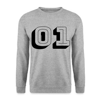 01 - Numéro -Équipe - Sweat-shirt Unisexe - gris chiné - Devant - Alina (178cm) & Michal (187cm)
