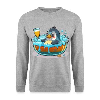 Wellness-Tag für Pinguine - Unisex Pullover - Weißgrau meliert - Vorne - Alina (178cm) & Michal (187cm)