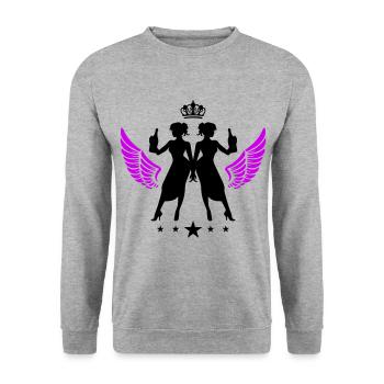 Drunk Silhouette Celebrating Party Girl - Unisex Sweatshirt - salt & pepper - Front - Alina (178cm) & Michal (187cm)