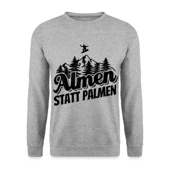 Snowboard Almen Statt Palmen Snowboarder - Unisex Pullover - Weißgrau meliert - Vorne - Alina (178cm) & Michal (187cm)