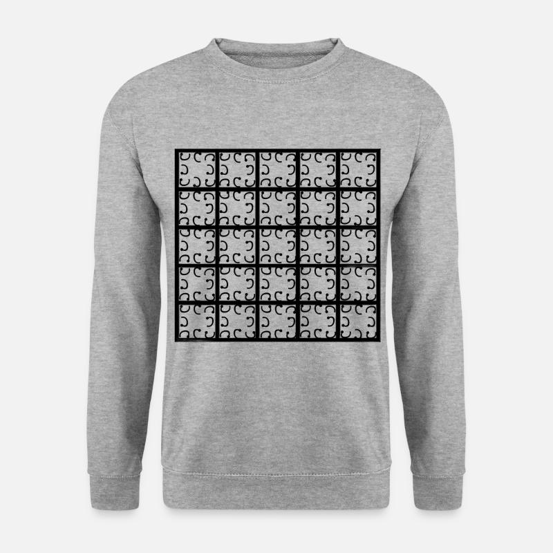 Quadratisches Dekor - Unisex Pullover - Weißgrau meliert