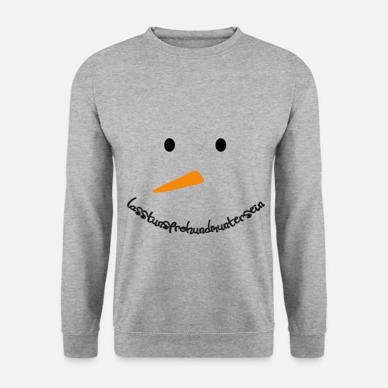 Schneemann Gesicht face lustig Weihnachten Winter - Unisex Pullover - Weißgrau meliert