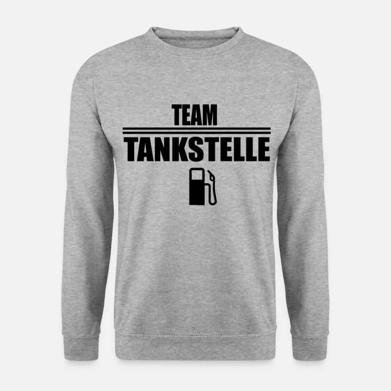 Team Tankstelle, Kasse Tankwart shirt Geschenk - Unisex Pullover - Weißgrau meliert