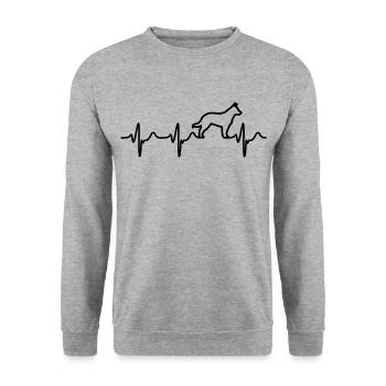 Heartbeat German Shepherd - Unisex Sweatshirt - salt & pepper - Front - Alina (178cm) & Michal (187cm)