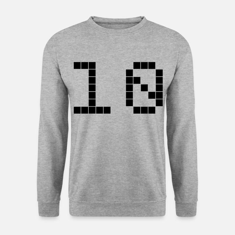 Nummer 10 - Unisex Pullover - Weißgrau meliert