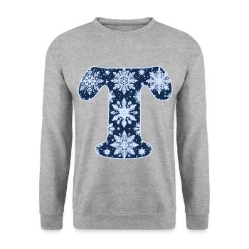 Lettre T Flocons de neige - Sweat-shirt Unisexe - gris chiné - Devant - Alina (178cm) & Michal (187cm)