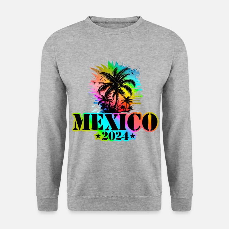 Mexiko 2024 Urlaub Bunt - Unisex Pullover - Weißgrau meliert