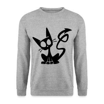 Devil Black Cat - Sweat-shirt Unisexe - gris chiné - Devant - Alina (178cm) & Michal (187cm)