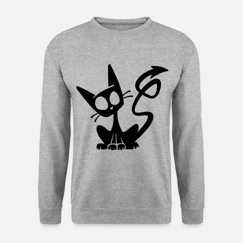 Teufel Schwarze Katze - Unisex Pullover - Weißgrau meliert