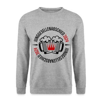 Junggesellenabschied 2024 Bier - Unisex Pullover - Weißgrau meliert - Vorne - Alina (178cm) & Michal (187cm)