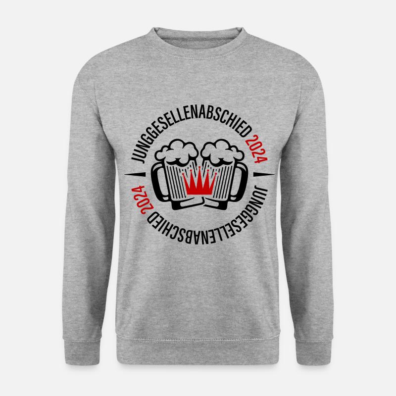 Junggesellenabschied 2024 Bier - Unisex Pullover - Weißgrau meliert