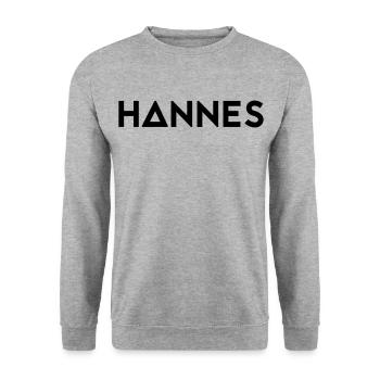 Prénom Hannes - Sweat-shirt Unisexe - gris chiné - Devant - Alina (178cm) & Michal (187cm)