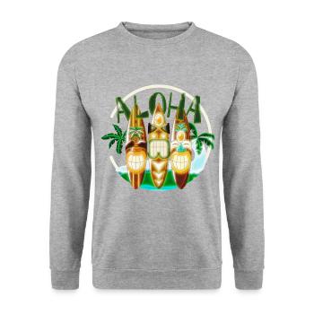 TIKI Ancestor God Figures Surf Boards ALOHA 2 - Sweat-shirt Unisexe - gris chiné - Devant - Alina (178cm) & Michal (187cm)