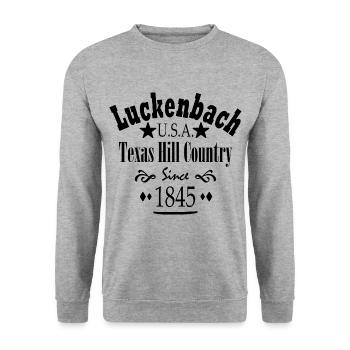 Luckenbach Texas Hill 1845 - Unisex Pullover - Weißgrau meliert - Vorne - Alina (178cm) & Michal (187cm)