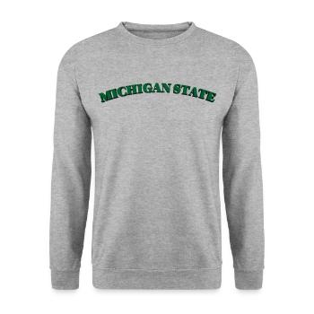 Michigan State - Unisex Pullover - Weißgrau meliert - Vorne - Alina (178cm) & Michal (187cm)