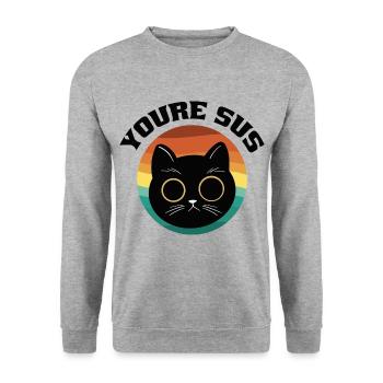 Youre Sus Cat Lovers Essential Design Idea T- - Sweat-shirt Unisexe - gris chiné - Devant - Alina (178cm) & Michal (187cm)